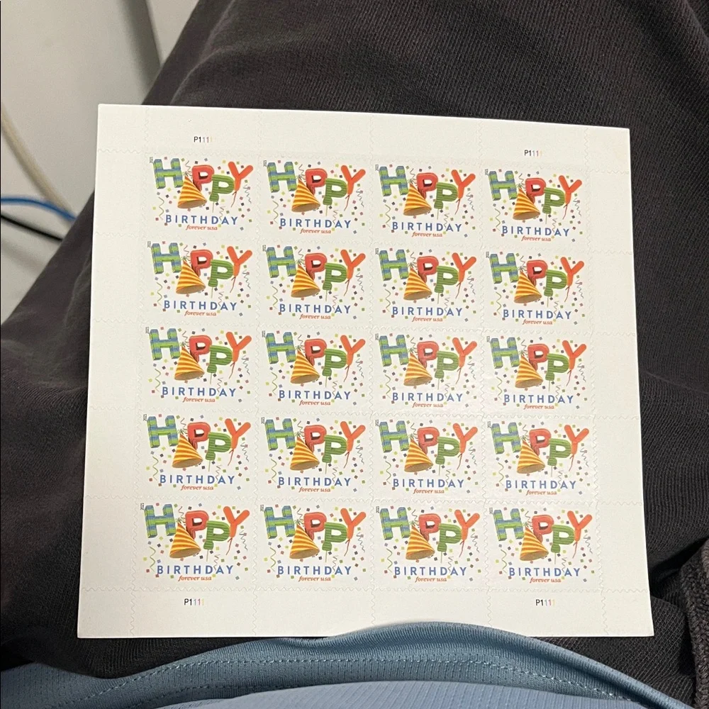 50 Books 'Happy Birthday' Postage Stamps - Colorful Party Design 1000 Pcs good